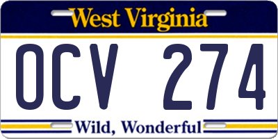 WV license plate OCV274