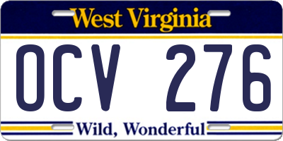 WV license plate OCV276
