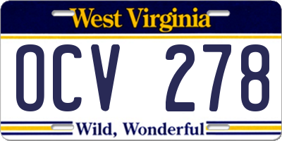 WV license plate OCV278