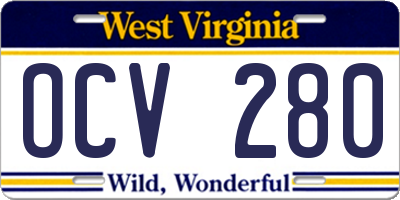 WV license plate OCV280