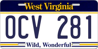 WV license plate OCV281