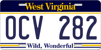 WV license plate OCV282