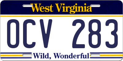 WV license plate OCV283
