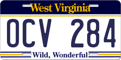 WV license plate OCV284