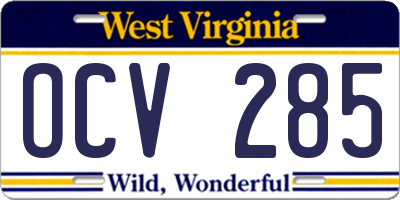 WV license plate OCV285