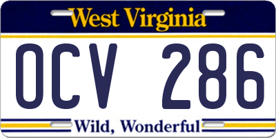 WV license plate OCV286