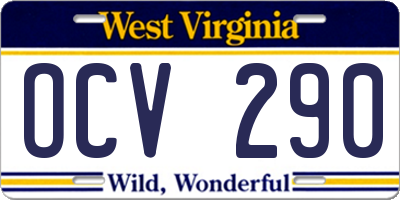 WV license plate OCV290