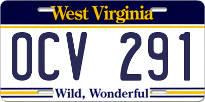 WV license plate OCV291