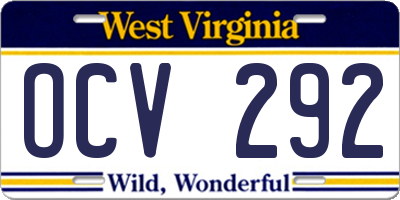 WV license plate OCV292