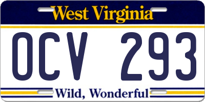 WV license plate OCV293