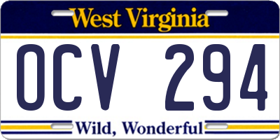 WV license plate OCV294