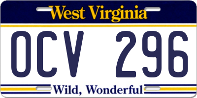 WV license plate OCV296