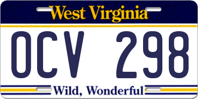 WV license plate OCV298