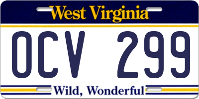 WV license plate OCV299