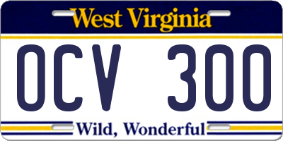 WV license plate OCV300