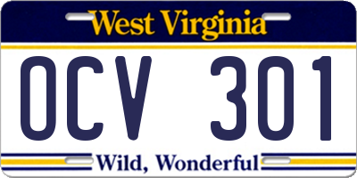WV license plate OCV301