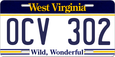 WV license plate OCV302