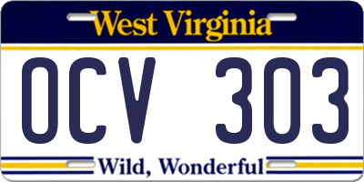 WV license plate OCV303