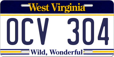 WV license plate OCV304