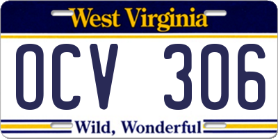 WV license plate OCV306