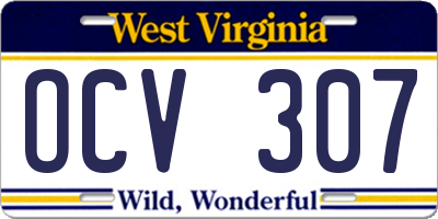 WV license plate OCV307