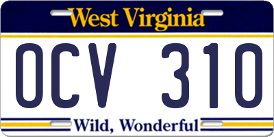 WV license plate OCV310