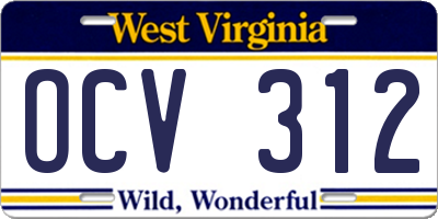 WV license plate OCV312