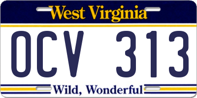 WV license plate OCV313