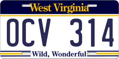 WV license plate OCV314