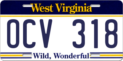 WV license plate OCV318