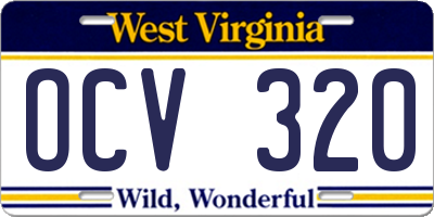 WV license plate OCV320