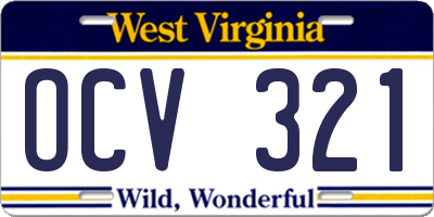 WV license plate OCV321