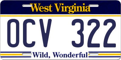WV license plate OCV322