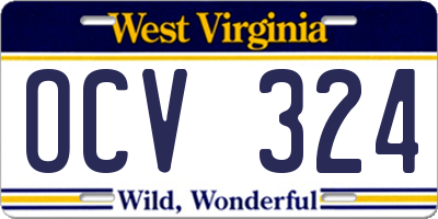 WV license plate OCV324
