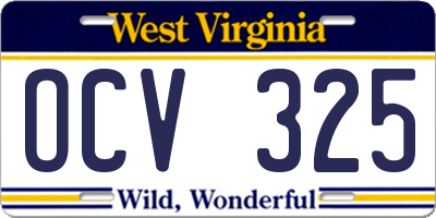 WV license plate OCV325