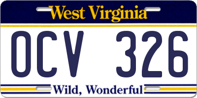 WV license plate OCV326