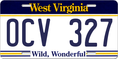 WV license plate OCV327