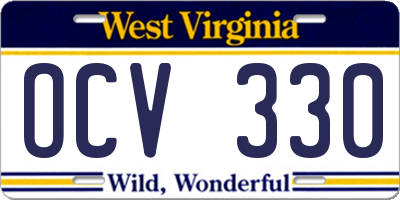 WV license plate OCV330