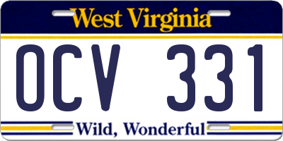 WV license plate OCV331