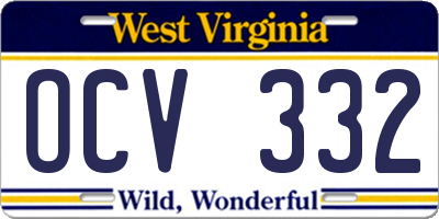 WV license plate OCV332