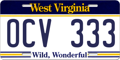 WV license plate OCV333