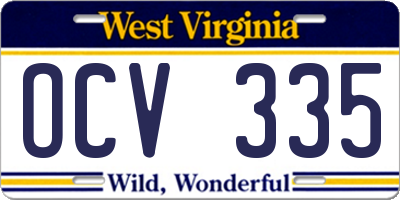 WV license plate OCV335