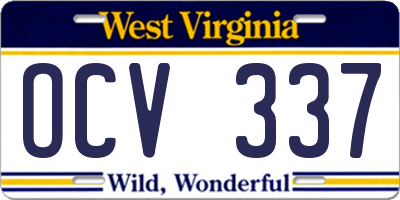 WV license plate OCV337