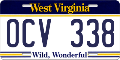 WV license plate OCV338