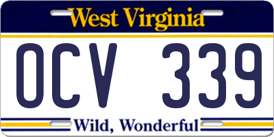 WV license plate OCV339