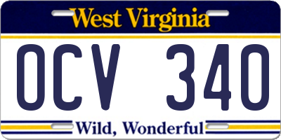 WV license plate OCV340