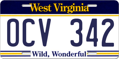 WV license plate OCV342