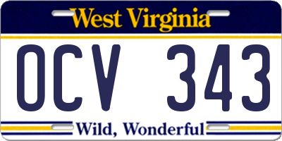 WV license plate OCV343