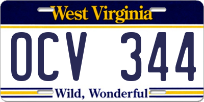 WV license plate OCV344