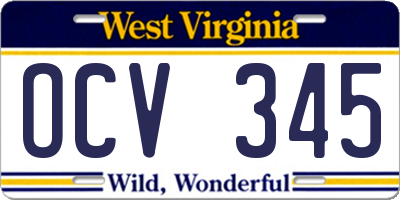 WV license plate OCV345